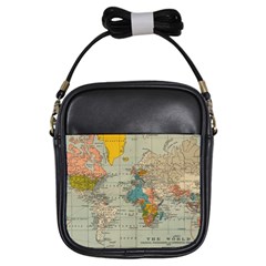 World Map Vintage Girls Sling Bag