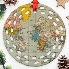 World Map Vintage Round Filigree Ornament (two Sides) by BangZart