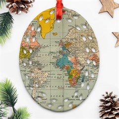 World Map Vintage Ornament (oval Filigree) by BangZart