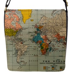 World Map Vintage Flap Closure Messenger Bag (s)