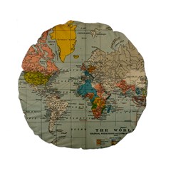 World Map Vintage Standard 15  Premium Flano Round Cushions by BangZart