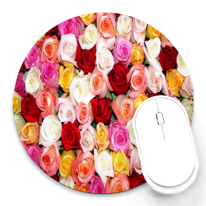 Roses Color Beautiful Flowers Round Mousepads