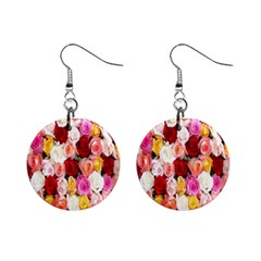 Roses Color Beautiful Flowers Mini Button Earrings