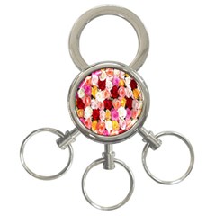 Roses Color Beautiful Flowers 3-ring Key Chain