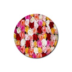 Roses Color Beautiful Flowers Rubber Coaster (round) 