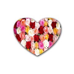 Roses Color Beautiful Flowers Rubber Coaster (heart) 