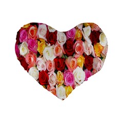 Roses Color Beautiful Flowers Standard 16  Premium Heart Shape Cushions by BangZart