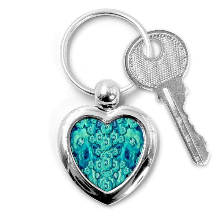 Happy Florals  Giving  Peace Ornate In Green Key Chain (Heart)