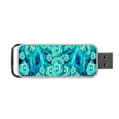 Happy Florals  Giving  Peace Ornate In Green Portable Usb Flash (one Side) by pepitasart