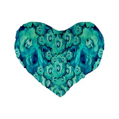 Happy Florals  Giving  Peace Ornate In Green Standard 16  Premium Heart Shape Cushions by pepitasart