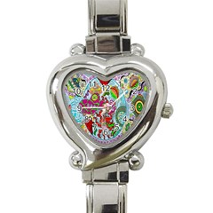 Supersonic Volcanic Splash Heart Italian Charm Watch by chellerayartisans