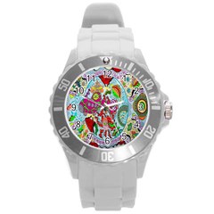 Supersonic Volcanic Splash Round Plastic Sport Watch (l) by chellerayartisans