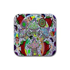 Supersonic Volcanic Mushroom Power Rubber Coaster (square)  by chellerayartisans