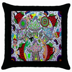 Supersonic Volcanic Mushroom Power Throw Pillow Case (black) by chellerayartisans