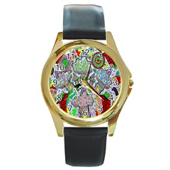 Supersonic Volcanic Mushroom Power Round Gold Metal Watch by chellerayartisans