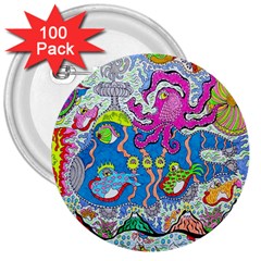 Supersonic Volcanic Fish Sonar Submarine 3  Buttons (100 Pack)  by chellerayartisans