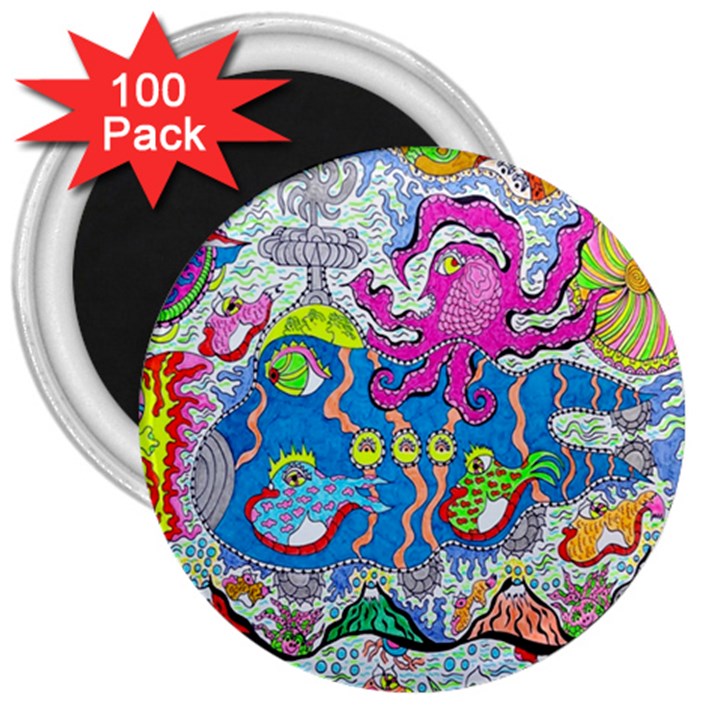 Supersonic Volcanic fish sonar submarine 3  Magnets (100 pack)