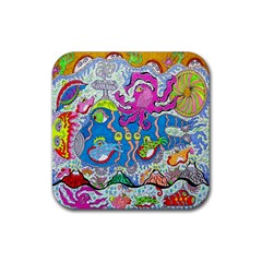 Supersonic Volcanic Fish Sonar Submarine Rubber Coaster (square)  by chellerayartisans