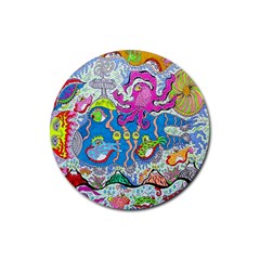 Supersonic Volcanic Fish Sonar Submarine Rubber Coaster (round)  by chellerayartisans