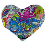 Supersonic Volcanic fish sonar submarine Large 19  Premium Heart Shape Cushions Back