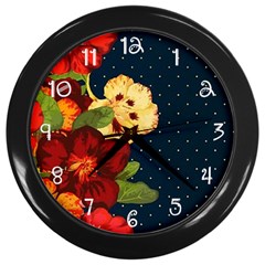 All Good Things - Floral Pattern Wall Clock (black) by WensdaiAmbrose