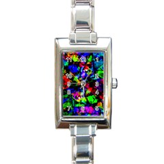 Multicolored Abstract Print Rectangle Italian Charm Watch by dflcprintsclothing