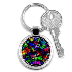 Multicolored Abstract Print Key Chain (round) by dflcprintsclothing