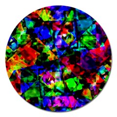 Multicolored Abstract Print Magnet 5  (round) by dflcprintsclothing