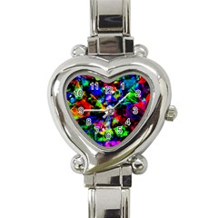 Multicolored Abstract Print Heart Italian Charm Watch by dflcprintsclothing