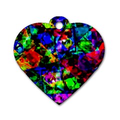 Multicolored Abstract Print Dog Tag Heart (two Sides) by dflcprintsclothing