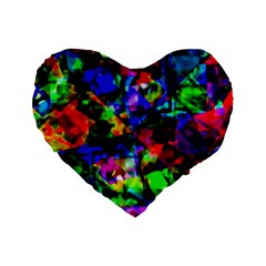 Multicolored Abstract Print Standard 16  Premium Heart Shape Cushions