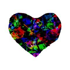 Multicolored Abstract Print Standard 16  Premium Flano Heart Shape Cushions by dflcprintsclothing