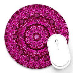 Happy Florals  Giving  Peace And Great Feelings Round Mousepads by pepitasart