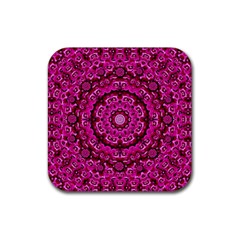 Happy Florals  Giving  Peace And Great Feelings Rubber Coaster (square)  by pepitasart