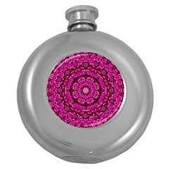 Happy Florals  Giving  Peace And Great Feelings Round Hip Flask (5 Oz) by pepitasart