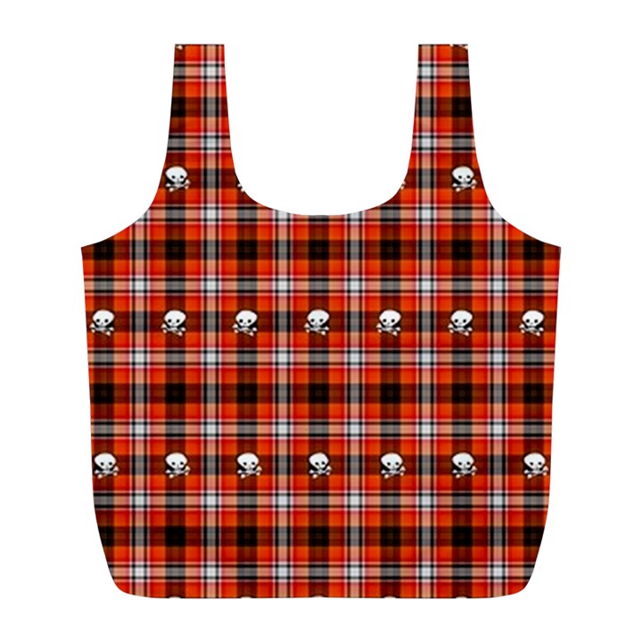 Plaid - red with skulls Full Print Recycle Bag (L)