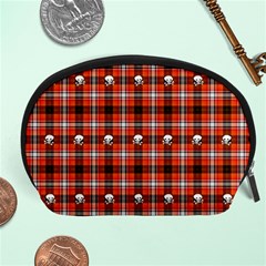 Plaid - Red With Skulls Accessory Pouch (large) by WensdaiAmbrose