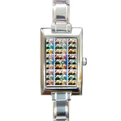 Twenty-seven Snowball Branch Collage Rectangle Italian Charm Watch by okhismakingart