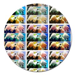 Twenty-seven Snowball Branch Collage Magnet 5  (round) by okhismakingart