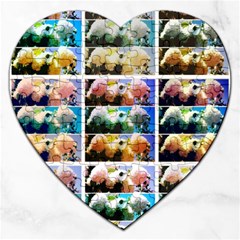 Twenty-seven Snowball Branch Collage Jigsaw Puzzle (heart) by okhismakingart