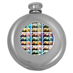 Twenty-seven Snowball Branch Collage Round Hip Flask (5 Oz) by okhismakingart