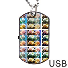 Twenty-seven Snowball Branch Collage Dog Tag Usb Flash (one Side) by okhismakingart