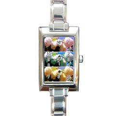 Snowball Branch Collage (i) Rectangle Italian Charm Watch by okhismakingart