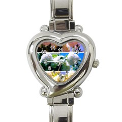 Snowball Branch Collage (i) Heart Italian Charm Watch by okhismakingart