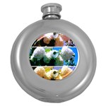 Snowball Branch Collage (I) Round Hip Flask (5 oz) Front