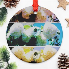 Faded Snowball Branch Collage (ii) Ornament (round) by okhismakingart