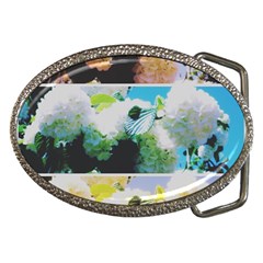 Faded Snowball Branch Collage (ii) Belt Buckles by okhismakingart