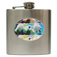 Faded Snowball Branch Collage (ii) Hip Flask (6 Oz) by okhismakingart