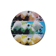 Faded Snowball Branch Collage (ii) Rubber Round Coaster (4 Pack)  by okhismakingart