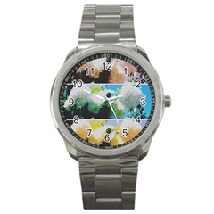 Faded Snowball Branch Collage (ii) Sport Metal Watch by okhismakingart